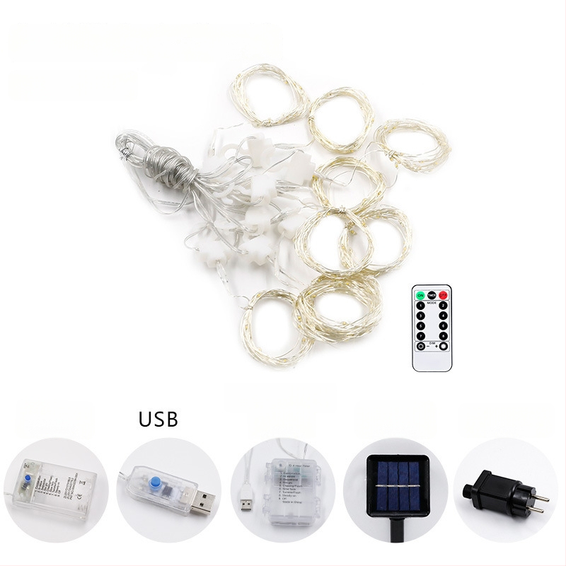 Függönylámpa rézdrótból, távirányítóval, 200 lm, 5V, IP65, fényerő-szabályozható — QG300 modell