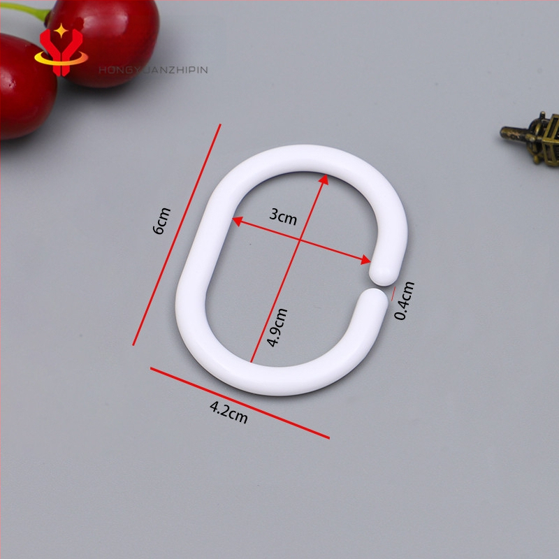 Zuhanyzófüggöny kampó, műanyag, egyrészes kampó, modern letisztult stílus, C-alakú formájú, teherbírás 30 kg felett