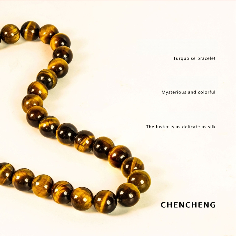 Низ за мъниста с Tiger's Eye бар мъниста, полирани и шлифовани, марка Chencheng Jewelry, есен 2025, стил Fashion OL