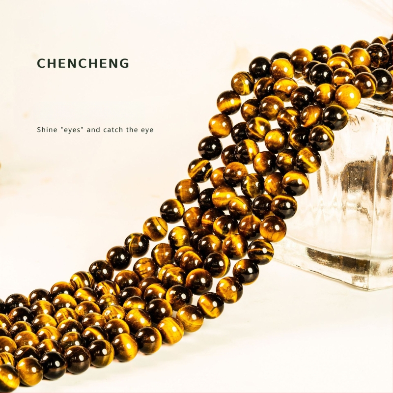 Низ за мъниста с Tiger's Eye бар мъниста, полирани и шлифовани, марка Chencheng Jewelry, есен 2025, стил Fashion OL