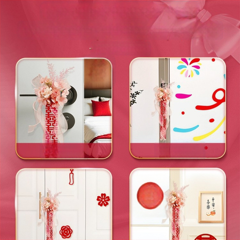 Esküvői szobai dekorációs készlet: gyapjúfonalból készült girland, Dupla Boldogság felirattal, nappali és hálószoba számára való függönykötők