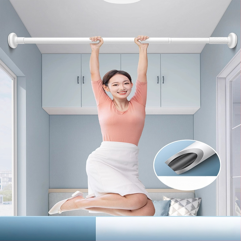 Завесна трек-система с телескопичен прът — без пробиване, странично монтиране, безшумен монтаж, неръждаема стомана, модерен стил