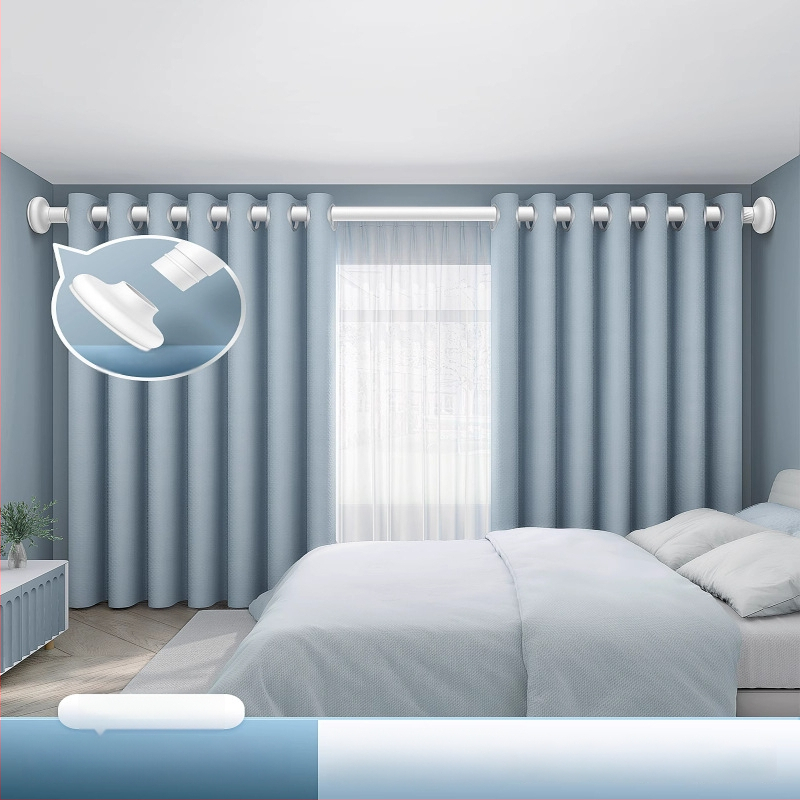 Завесна трек-система с телескопичен прът — без пробиване, странично монтиране, безшумен монтаж, неръждаема стомана, модерен стил