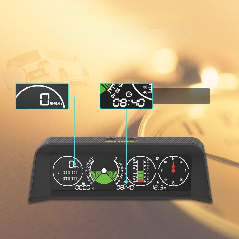GPS HUD autófej fölötti kijelző dőlésszögmérővel – X90 GPS HUD, univerzális kompatibilitás, digitális projektor, működési hőmérséklet 0–40°C