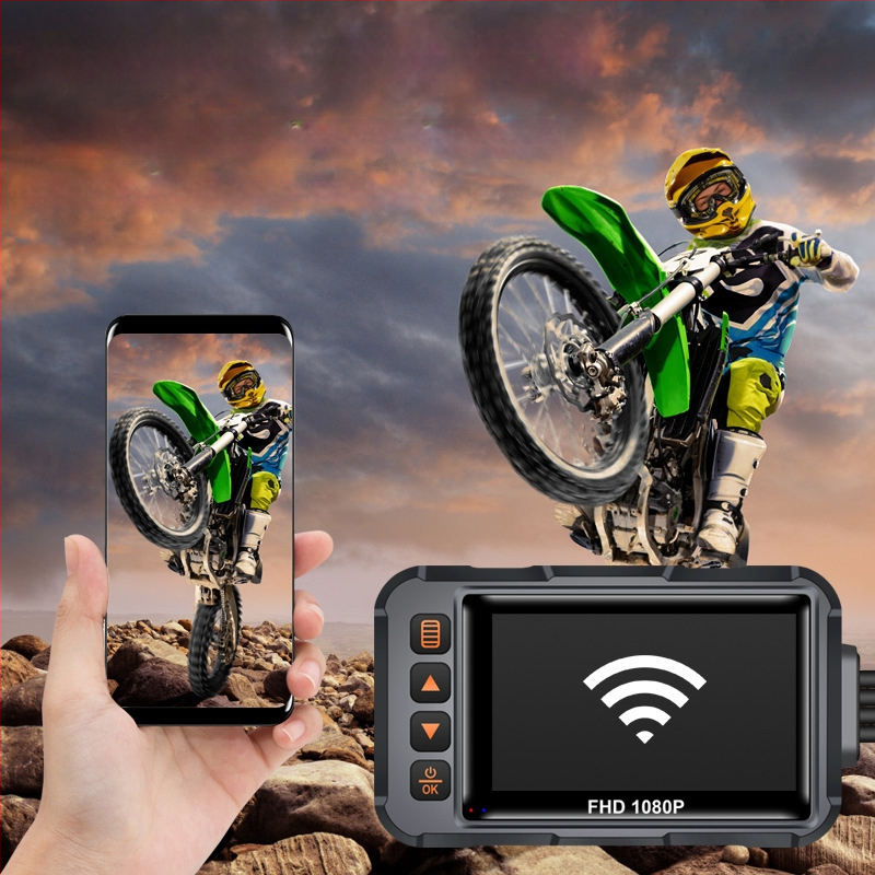Motociklo vaizdo registratorius 1080P GPS, atsparus vandeniui, Wi-Fi, 120° matymo kampas