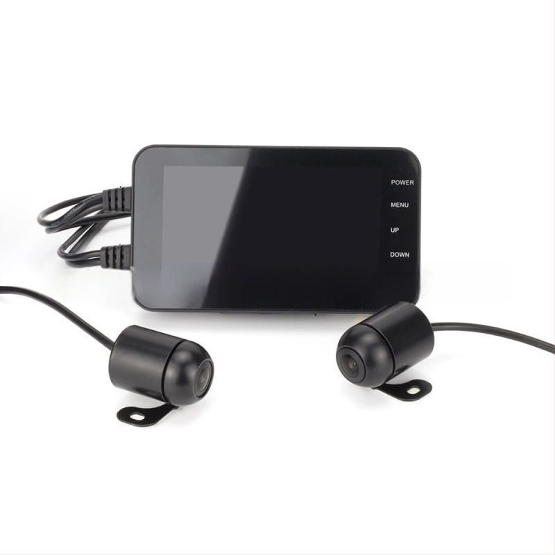 MT003 Motociklo DVR su priekyje ir gale dvigubo įrašymo kamera — atsparus vandeniui, 1080P, 140° matymo kampas, palaiko iki 32GB