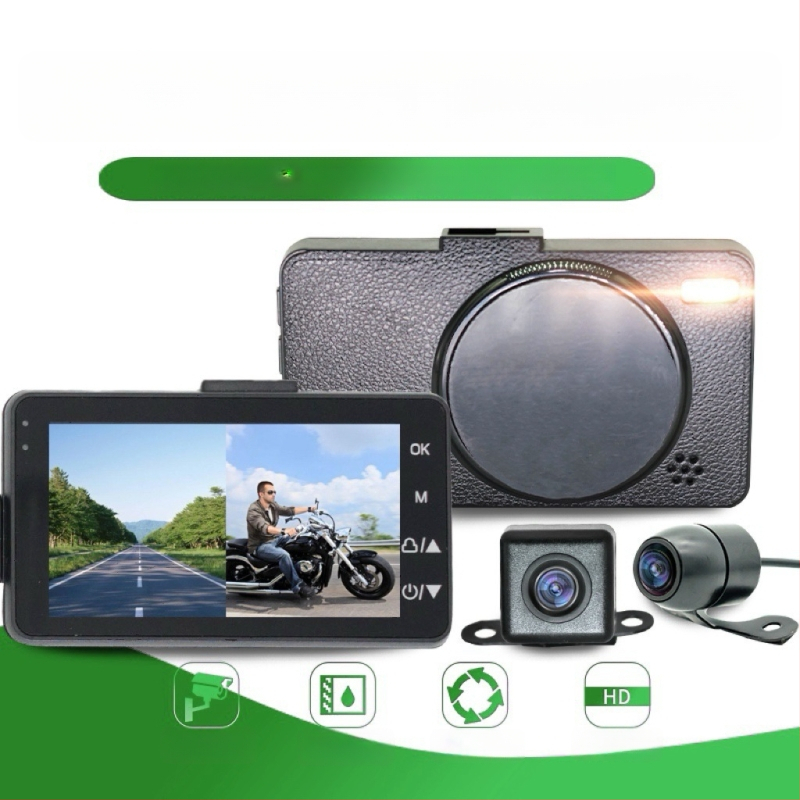 KM28 Dviejų objektyvų motociklo dash cam, 120° kampas, 2.0MP, palaiko TF kortelę iki 32GB