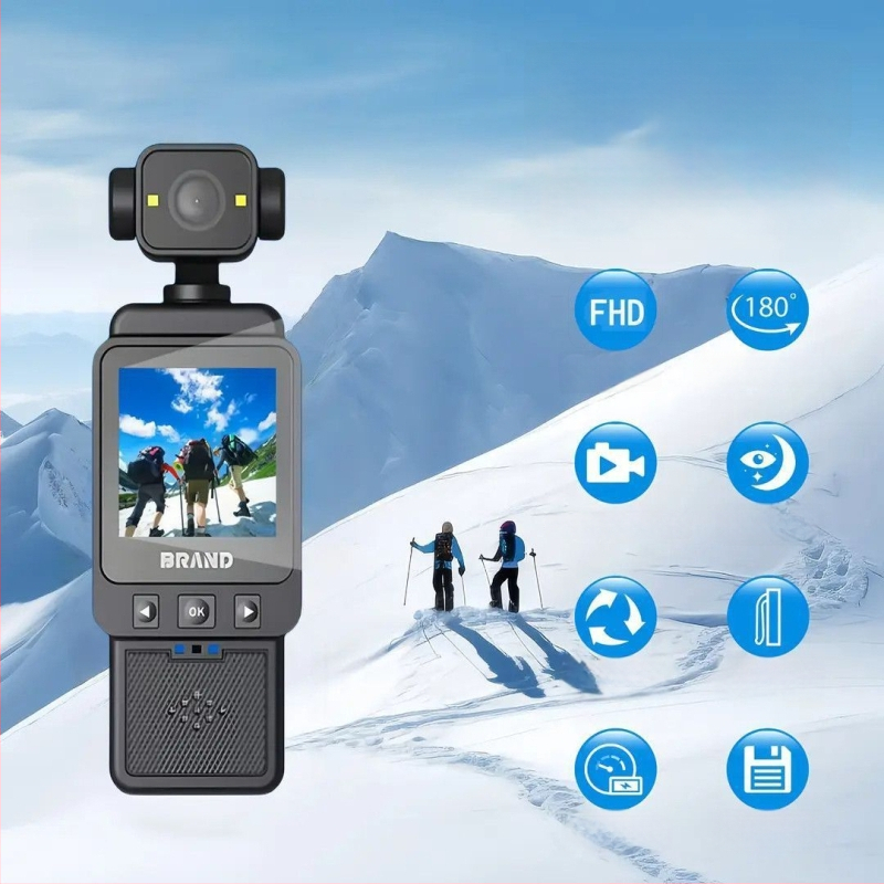 Jiakasi DV01 rankinė sporto kamera su stabilizacija – 1080p įrašas, 2MP nuotraukos