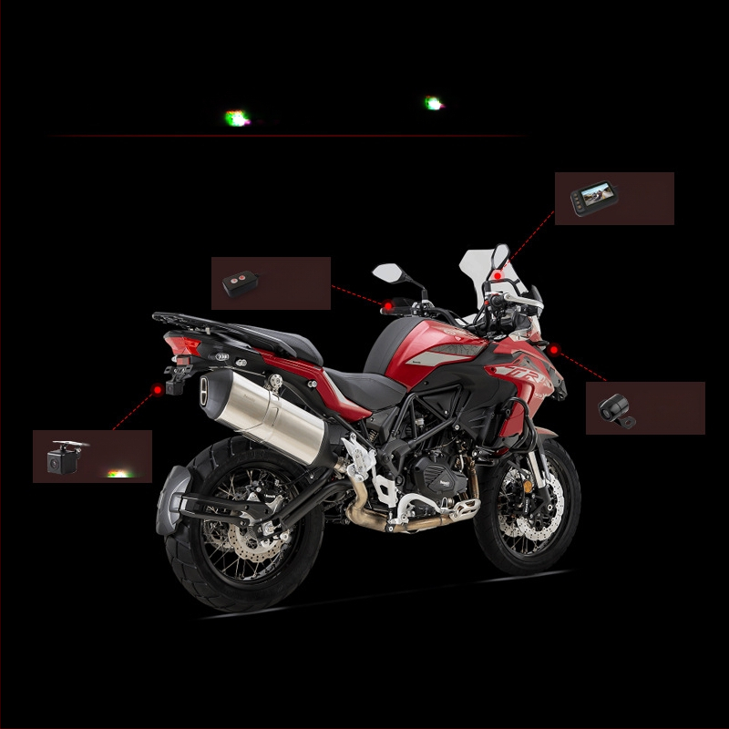 MT-55 Motociklo vaizdo registratorius su priekinėmis ir galine 120° platus kampas dviguba kamera, 2MP, iki 64GB, maitinimas 12–24V