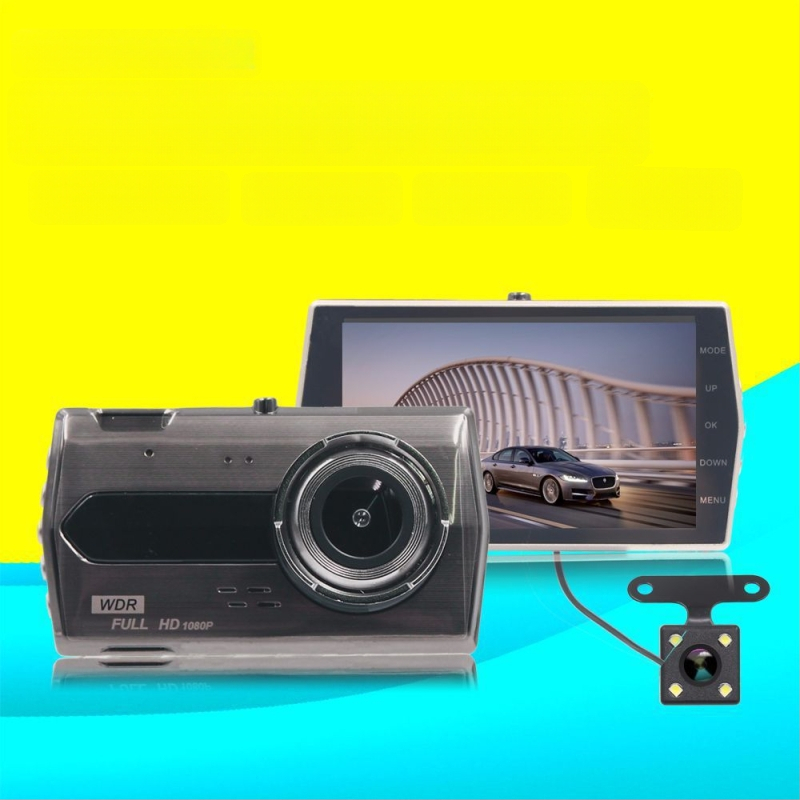 Jinglu automobilių vaizdo registratorius iš cinko lydinio, dviejų objektyvų, 1080p priekyje ir gale, 150° matymo kampas, TF kortelės palaikymas, 12V maitinimas