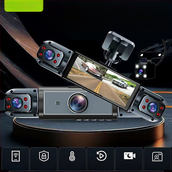 Keturių objektyvų dash kamera, 1080p raiška, 150° matymo kampas, 3,0 colių ekranas, USB duomenų perdavimas