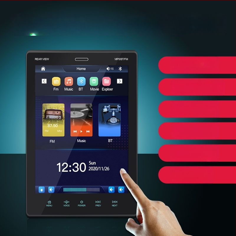 Automobilinis MP5 multimedijos blokas su IPS HD kapacitiniu jutikliniu ekranu, palaiko Apple CarPlay ir Android Auto, USB/TF failų atkūrimas, 12V maitinimas