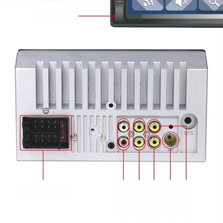 Automobilinis MP5 grotuvė su CarPlay, USB kortų jungtis, Bluetooth, radijas, maitinimas 12–24V DC