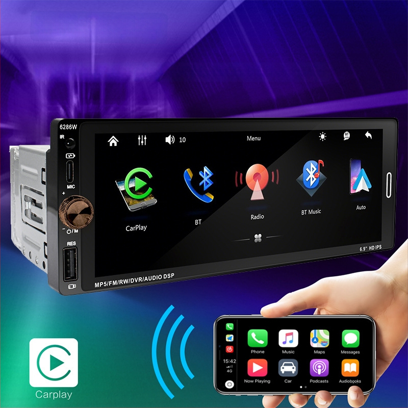 Belaidė CarPlay, Android Auto, FM radijas, Bluetooth MP5 grotuvas, 12V DC maitinimas