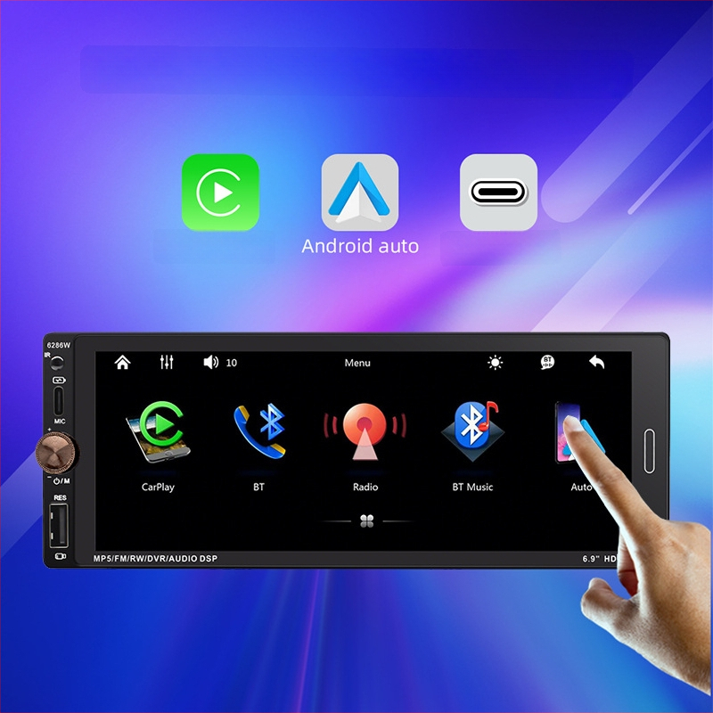 Belaidė CarPlay, Android Auto, FM radijas, Bluetooth MP5 grotuvas, 12V DC maitinimas