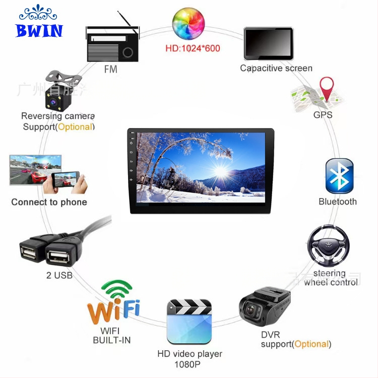 Android automobilių navigacijos sistema su CarPlay, IPS ekranas, 12V maitinimas, suderinama su Toyota, Hyundai, Kia, Honda, Nissan, 1 metų garantija