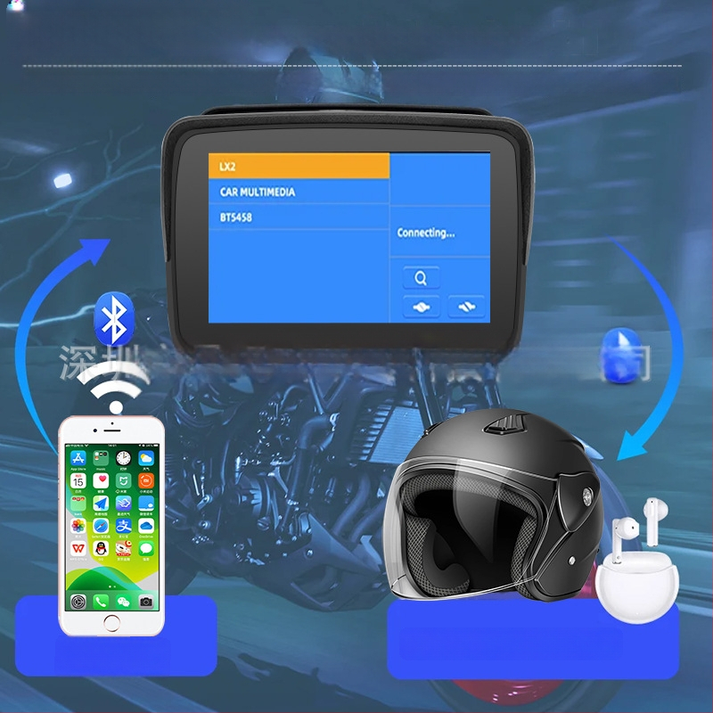 Motociklo belaidė CarPlay navigacijos ekranas, atskiriamas nešiojamas ekranas, atsparus vandeniui HD, Bluetooth, 12-24V DC maitinimas