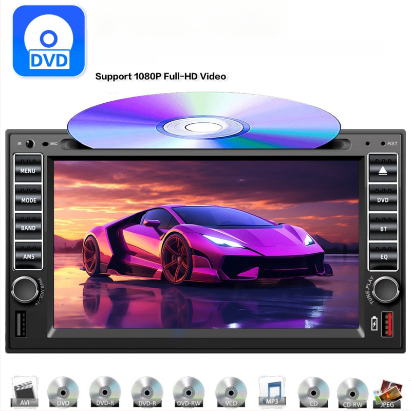Automobilinis Bluetooth DVD/CD MP3/MP5 grotuvas su OLED ekranu, 12V DC, nuotolinio valdymo
