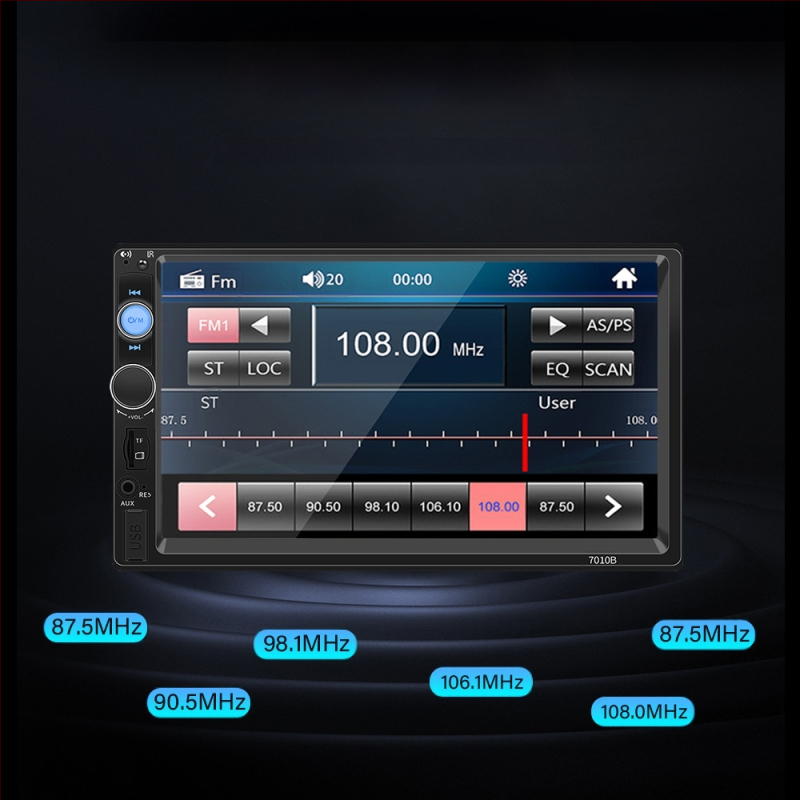 7 colių OLED automobilinis MP5 grotuvė su CarPlay, Bluetooth ir atbulinės eigos vaizdu, maitinimas 12-24V DC