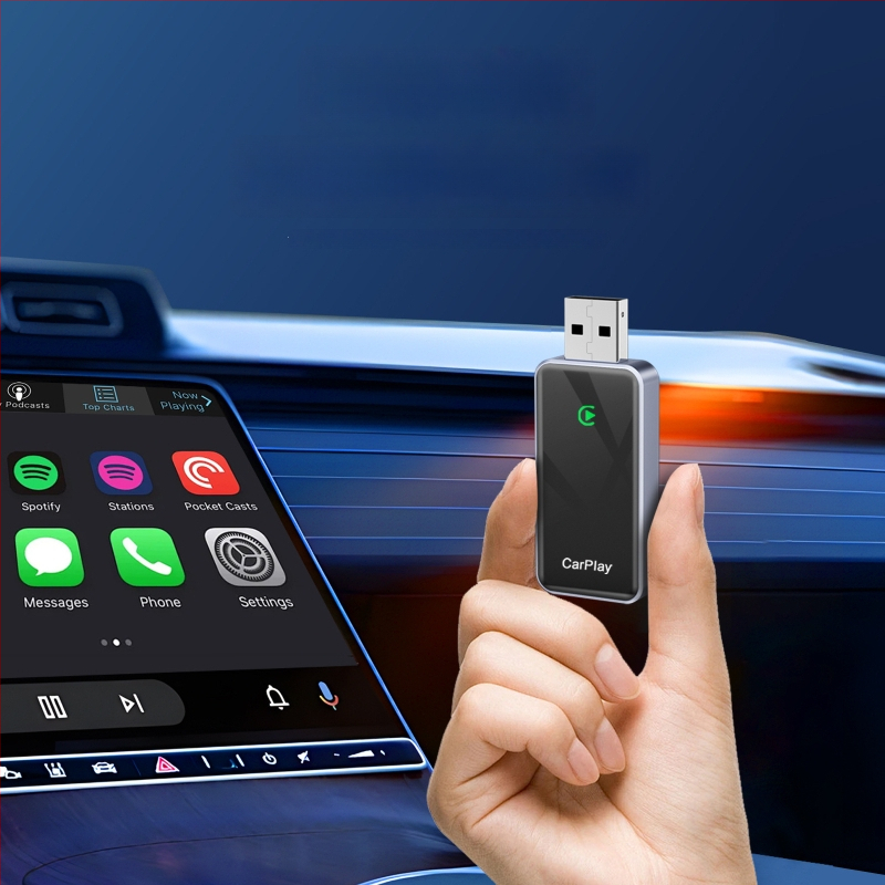 Lanchuang LC967B CarPlay belaidis adapteris – 2-in-1 jungtis iš laidinio į belaidį CarPlay, aviacijos klasės aliuminio lydinys + 6H grūdintas stiklas, 40 g, suderinamas su CarPlay automobiliais