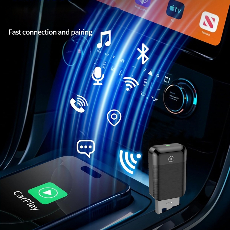 CarPlay belaidis adapteris Tyc17, dviejų branduolių CPU, USB-C sąsaja, 16GB atmintis, suderinama su Apple CarPlay