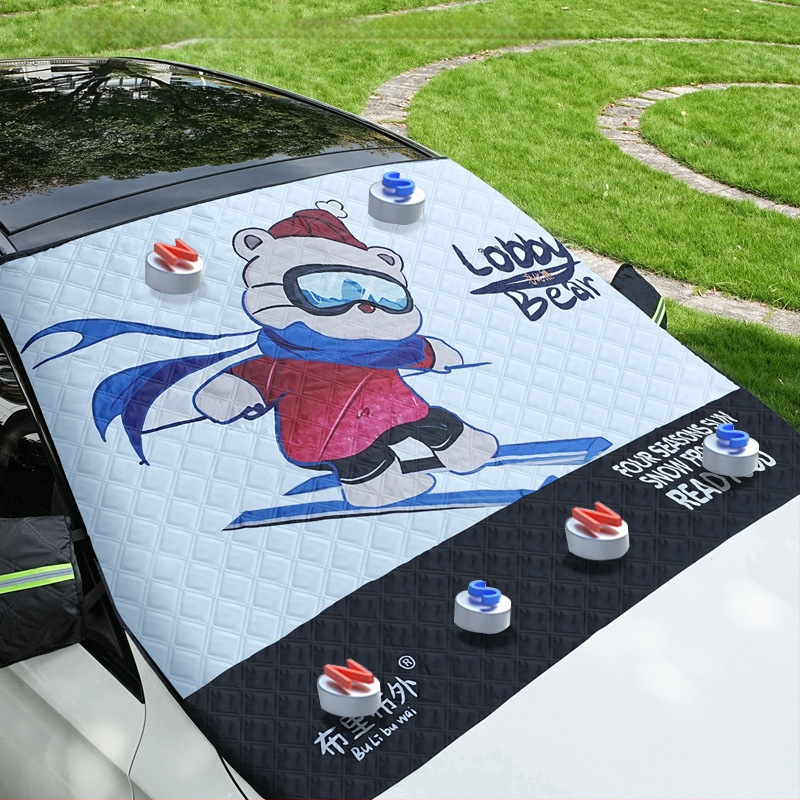 Protecție pentru zăpadă a mașinii și parbrizul frontal – stil gros, universal, din compozit de folie de aluminiu, montaj încorporat