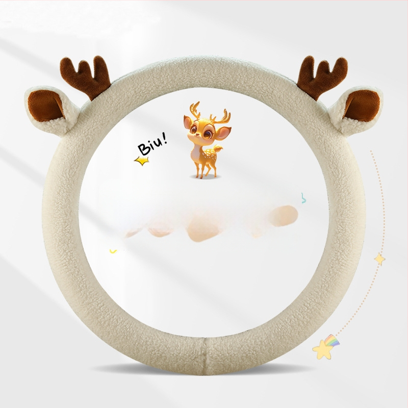 Autó kormánykerék huzat Starry Secret - téli plüss anyag, D-alakú dizájn, csúszásmentes, univerzális felszerelés