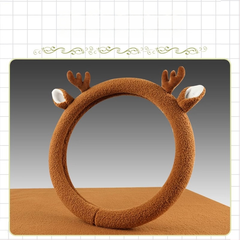 Autó kormánykerék huzat Starry Secret - téli plüss anyag, D-alakú dizájn, csúszásmentes, univerzális felszerelés