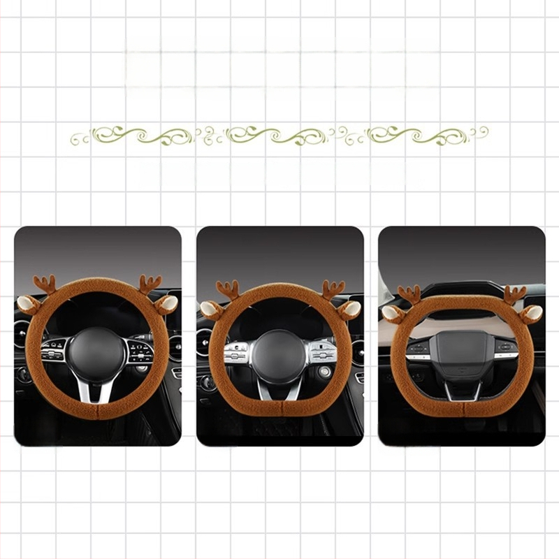 Autó kormánykerék huzat Starry Secret - téli plüss anyag, D-alakú dizájn, csúszásmentes, univerzális felszerelés