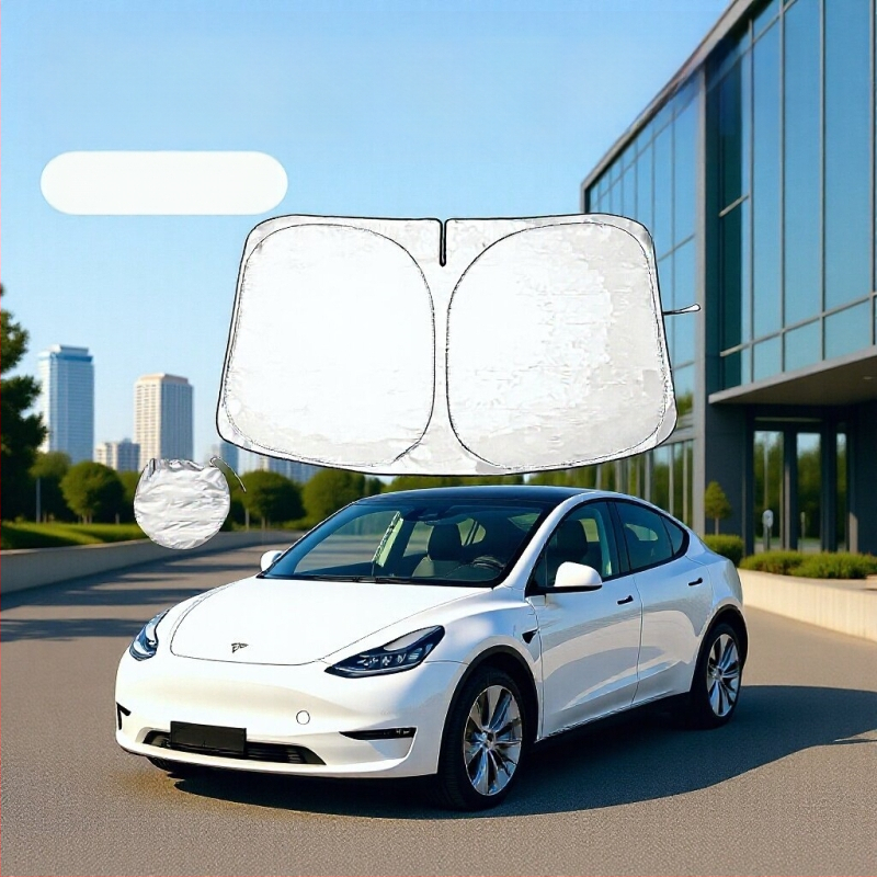 Sklopiva prednja zaštita od sunca za Tesla, tkanina s premazom u srebrnoj boji, model 3YS