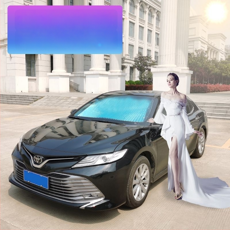 Automobilio priekinė saulės skydelio užuola, ištraukiama, aliuminio folijos šilumos izoliacijai, tvirtinimas siurbtukais, suderinama su konkrečiais transporto priemonėmis