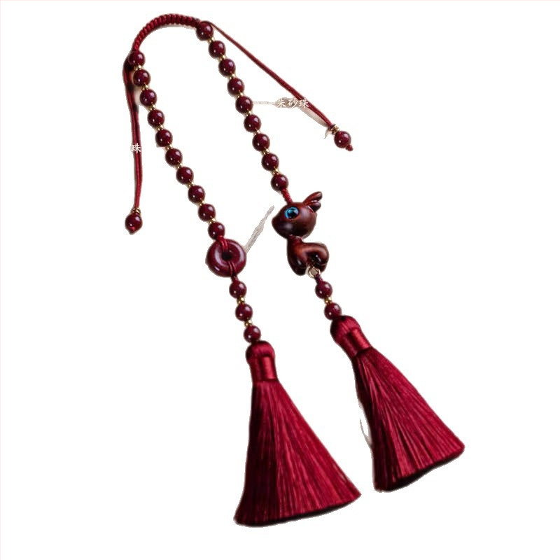 Cinabaro automobilio pakabukas galinio vaizdo veidrodėliui – kinų tradicinio stiliaus vidinis dekoras, automobilių papuošalas