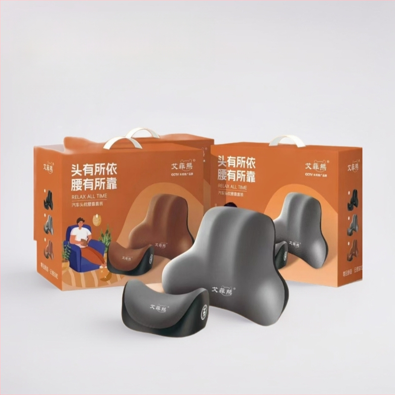 Effie Bear Autófejtámla és lumbális párna készlet memóriahab töltettel, műplüss huzattal, egyszínű, egész éves használatra