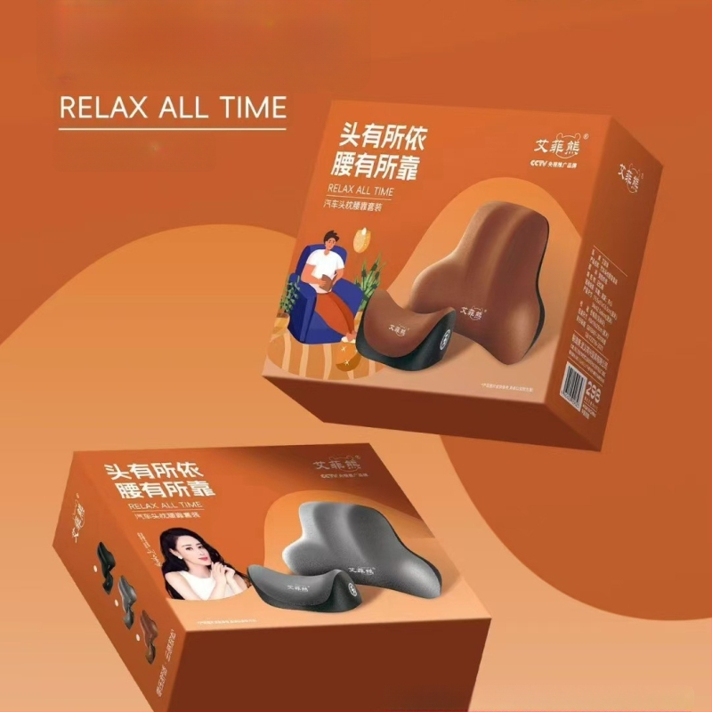 Effie Bear Autófejtámla és lumbális párna készlet memóriahab töltettel, műplüss huzattal, egyszínű, egész éves használatra