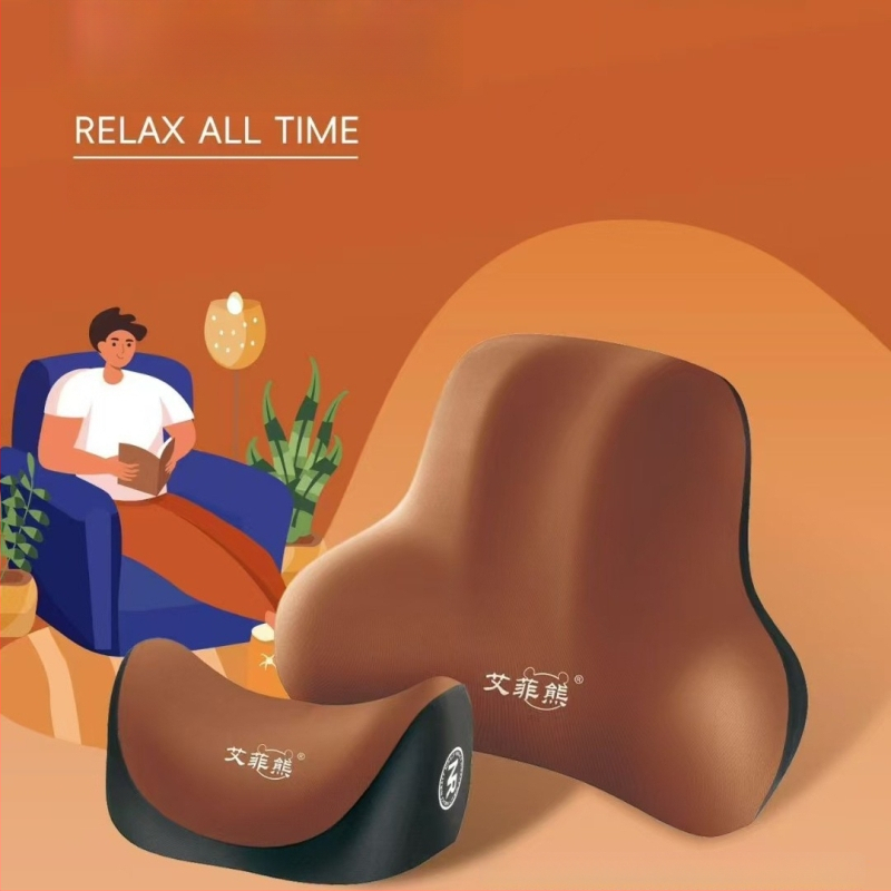 Effie Bear Autófejtámla és lumbális párna készlet memóriahab töltettel, műplüss huzattal, egyszínű, egész éves használatra