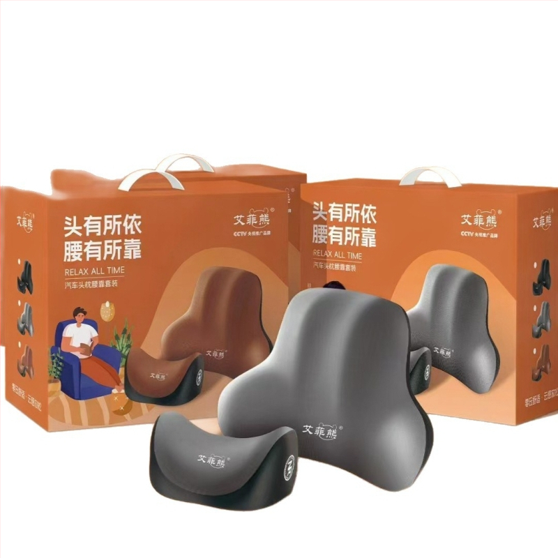 Effie Bear Autófejtámla és lumbális párna készlet memóriahab töltettel, műplüss huzattal, egyszínű, egész éves használatra