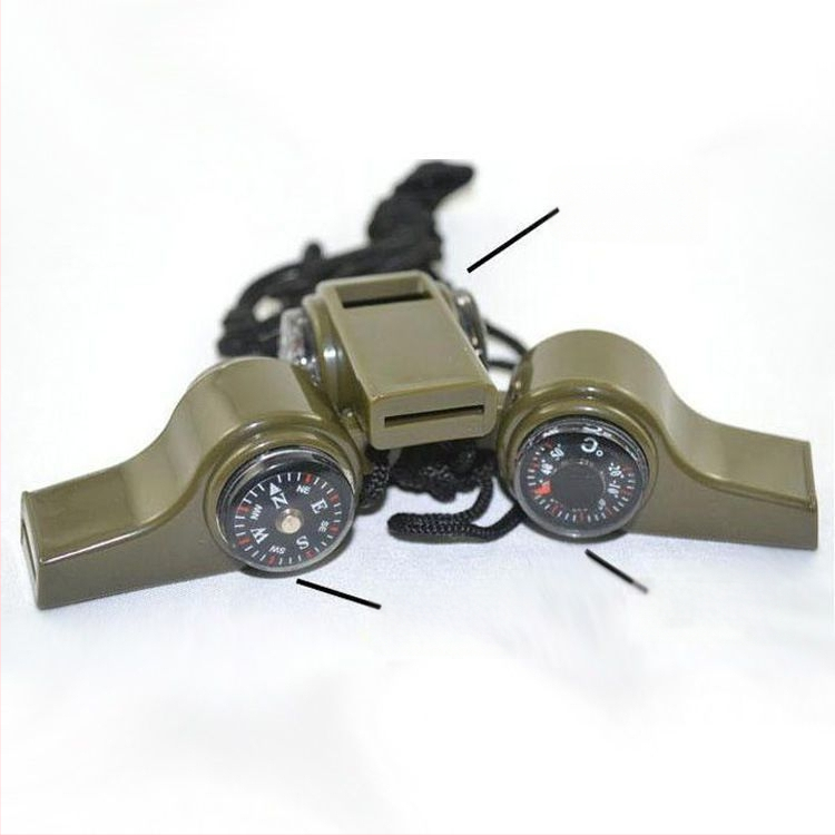 Három az egyben kompassz, hőmérő és túlélési síp – kültéri, hordozható, többfunkciós túlélő eszköz