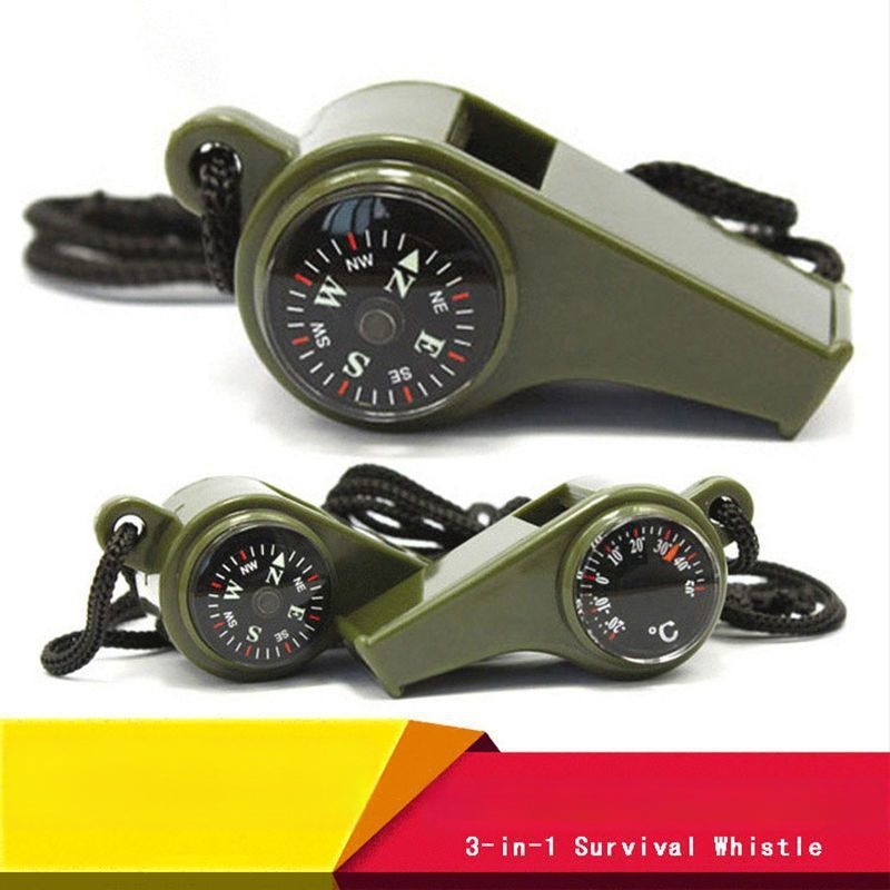 Három az egyben kompassz, hőmérő és túlélési síp – kültéri, hordozható, többfunkciós túlélő eszköz