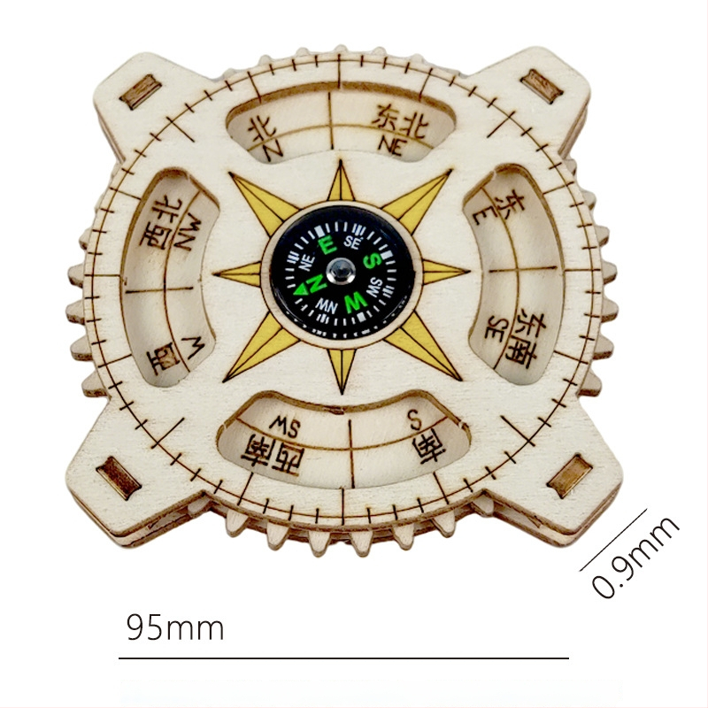 Дървен комплект за направи си сам компас за деца — STEM образователна играчка, подходящ за деца 7–14 г., развива ръчно-очна координация и когнитивни умения