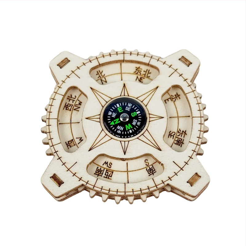 Дървен комплект за направи си сам компас за деца — STEM образователна играчка, подходящ за деца 7–14 г., развива ръчно-очна координация и когнитивни умения