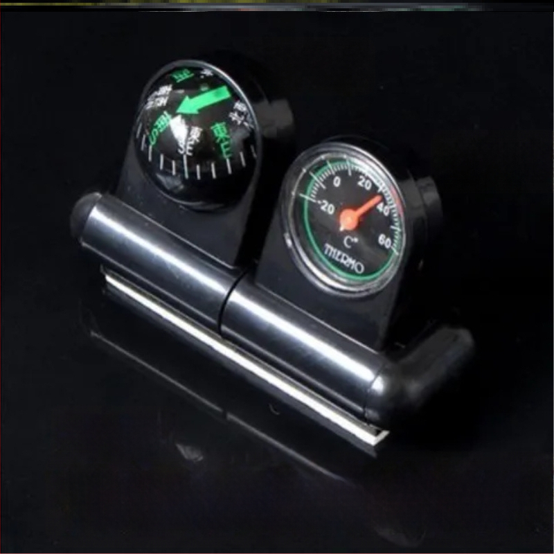 Вътрешен автомобилен термометър и компас, 2-в-1, метална конструкция