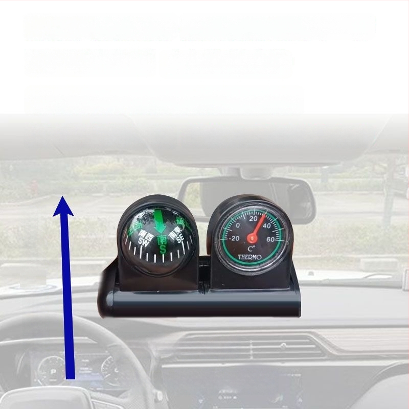 Вътрешен автомобилен термометър и компас, 2-в-1, метална конструкция