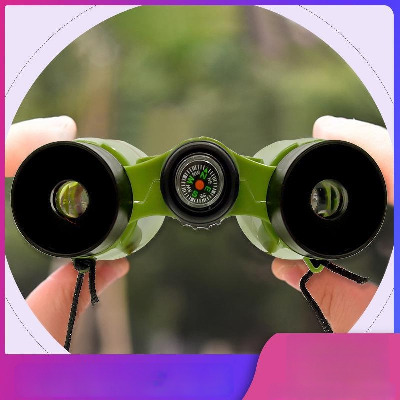 Детски камуфлажни бинокли за игра с компас – 6x30, пластмасова конструкция, за деца 4–6 години, развиват координацията ръка-око