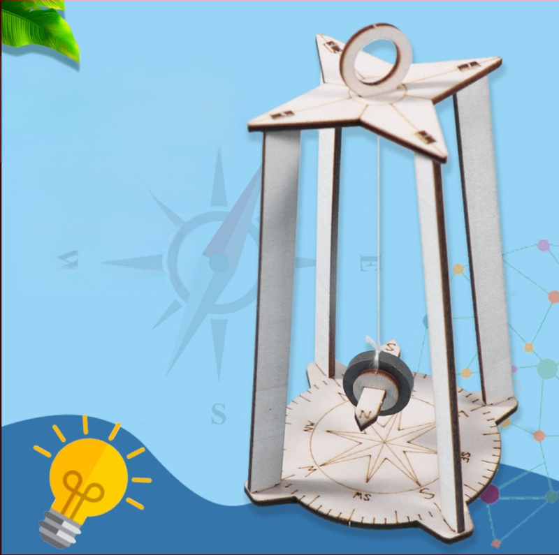 Дървен образователен научен комплект за деца – пъзел за сглобяване, DIY компас и физични експерименти в чанта, за деца на възраст 7–14 години