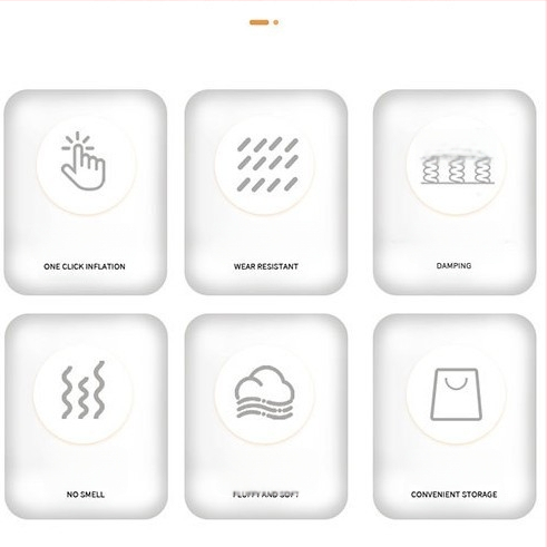 Надуваемо автомобилно легло със автоматично надуване/изпускане — подходящо за открито, минималистичен стил, повърхност PVC с флок