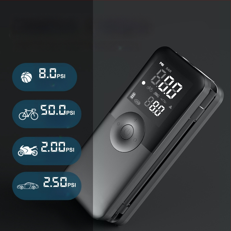 Pompă de aer pentru mașină cu un cilindru, alimentare fără fir, 5V, debit de aer 25 L/min, autonomie peste 20 de minute