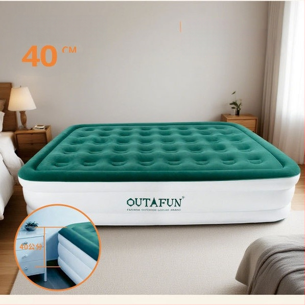 Outafun automatikus önfújású felfújható ágy kempingezéshez – hordozható összecsukható, flockos felület, 8,4 kg, max terhelés 400 kg