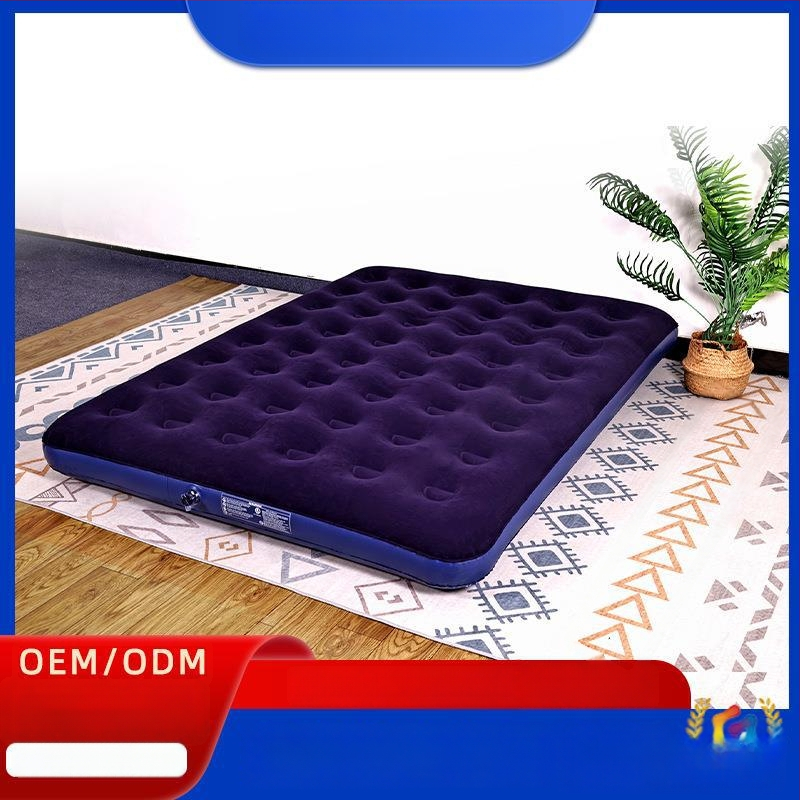 PVC-felfújható matrac vastag flockos felülettel, összecsukható otthoni és kemping használatra