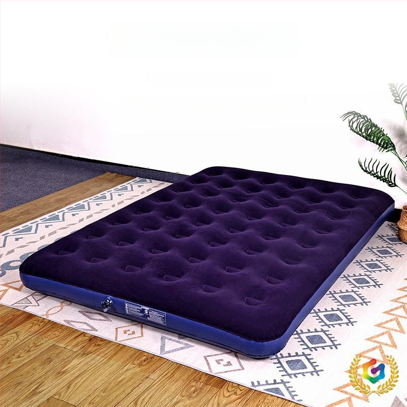 PVC-felfújható matrac vastag flockos felülettel, összecsukható otthoni és kemping használatra
