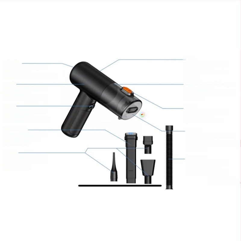 Φορητή ασύρματη σκούπα αυτοκινήτου, ισχυρή απορρόφηση 20000 Pa, είσοδος ισχύος 25 W, διάρκεια μπαταρίας 17–38 λεπτά, HEPA φίλτρο